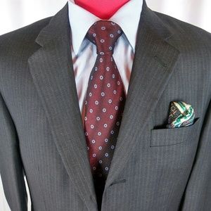 Principe Suit 42R Grey w Blue Stripes 3btn D. Vent